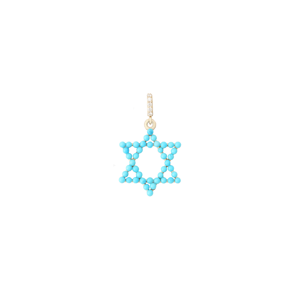 Turquoise Star of David on Diamond Bail Necklace