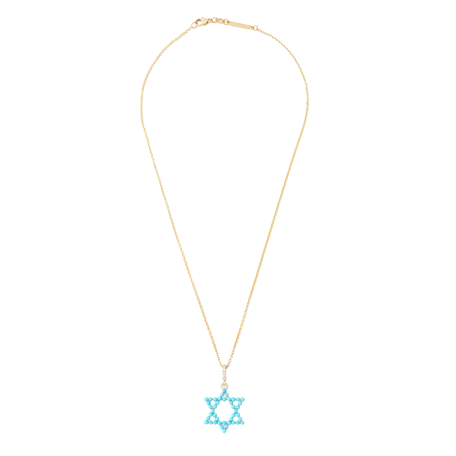 Turquoise Star of David on Diamond Bail Necklace